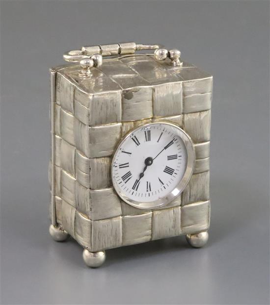 A late Victorian silver cased carriage timepiece, 73mm excl. handle.